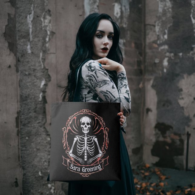 Bolso De Tela Skeleton nombre calavera gótica de Gótico de horro (Subido por el creador)