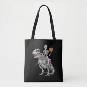Bolso De Tela Skeleton Riding Mummy Dinosaur T rex Halloween