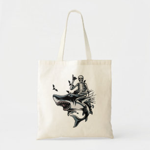 Bolso De Tela Skeleton Riding Shark Chicas de Halloween