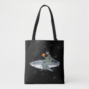 Bolso De Tela Skeleton Riding Shark - Gracioso regalo de tiburón
