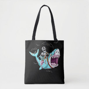 Bolso De Tela Skeleton Riding Zombie Shark Gracioso regalo de Ha