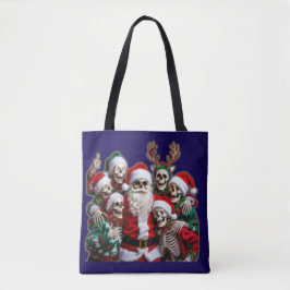 Bolso De Tela Skeleton Santa Christmas Group Photo – Festive 3D 