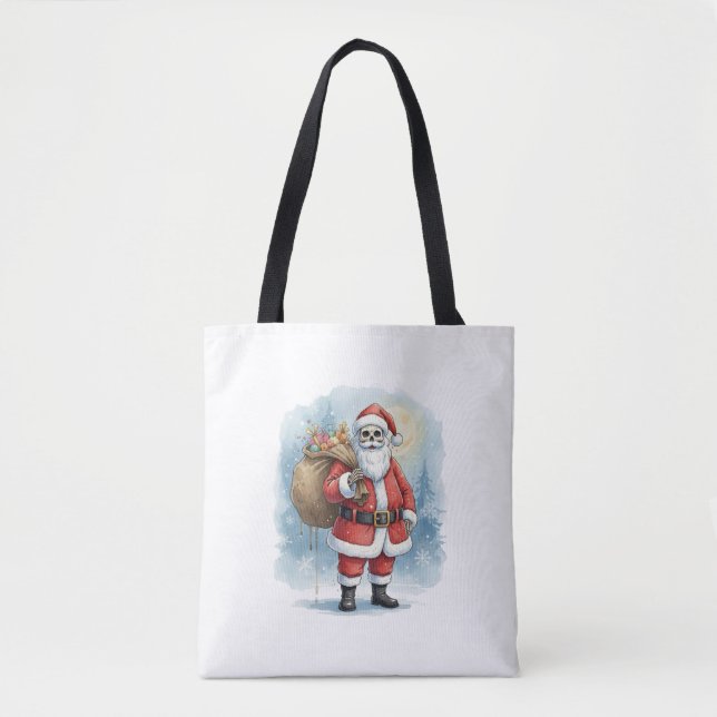 Bolso De Tela Skeleton Santa Claus (Anverso)