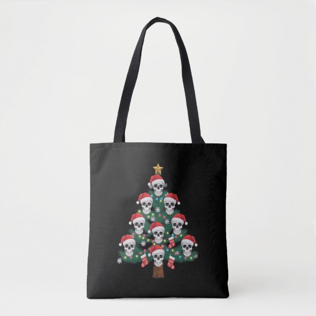 Bolso De Tela Skeleton Santa del árbol de Navidad Pajama (Anverso)