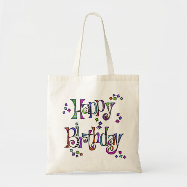 Bolso De Tela Sketchy Happy Birday (Frente)