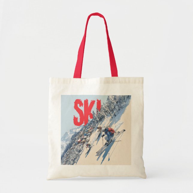 Bolso De Tela Ski Adventure on Mountain Slope (Frente)