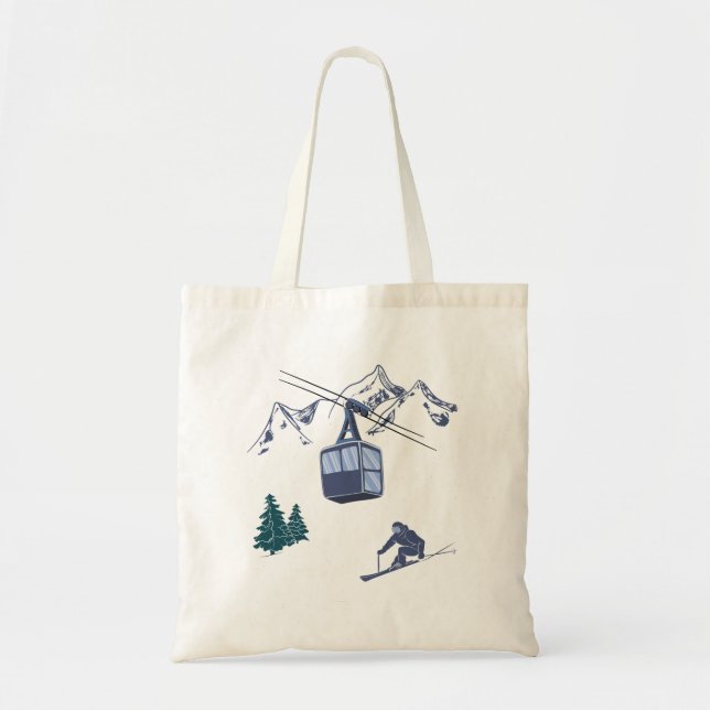Bolso De Tela Ski Scene Winter Sports (Frente)
