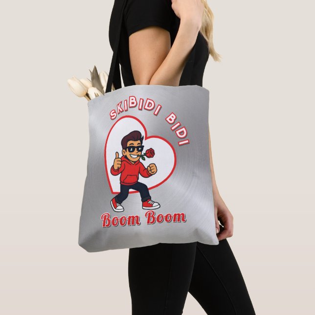 Bolso De Tela Skibidi Bidi Boom Boom Valentine Meme - Cartoon (Detalle)