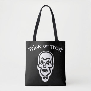 Bolso De Tela Skull clásico de Halloween   Truco oscuro o trato