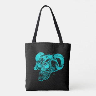 Bolso De Tela Skull Devil Head Black and Green Design