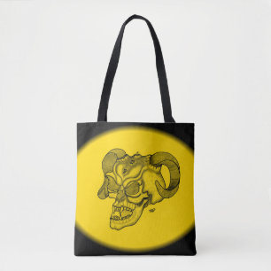 Bolso De Tela Skull Devil Head Black and Yellow Design