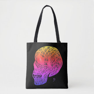 Bolso De Tela Skull Print Tote Bag With Sunset Colors Skull