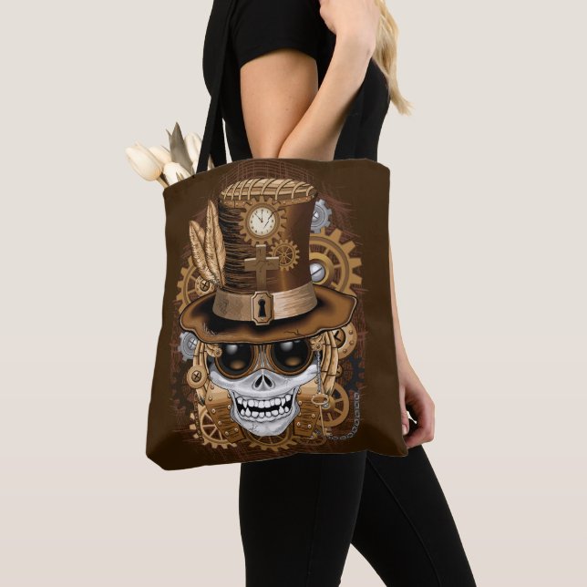 Bolso De Tela Skull Steampunk Voodoo Retro Machine (Detalle)