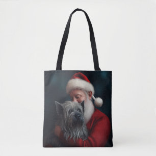 Bolso De Tela Skye Terrier Con Navidades festivos de Santa Claus