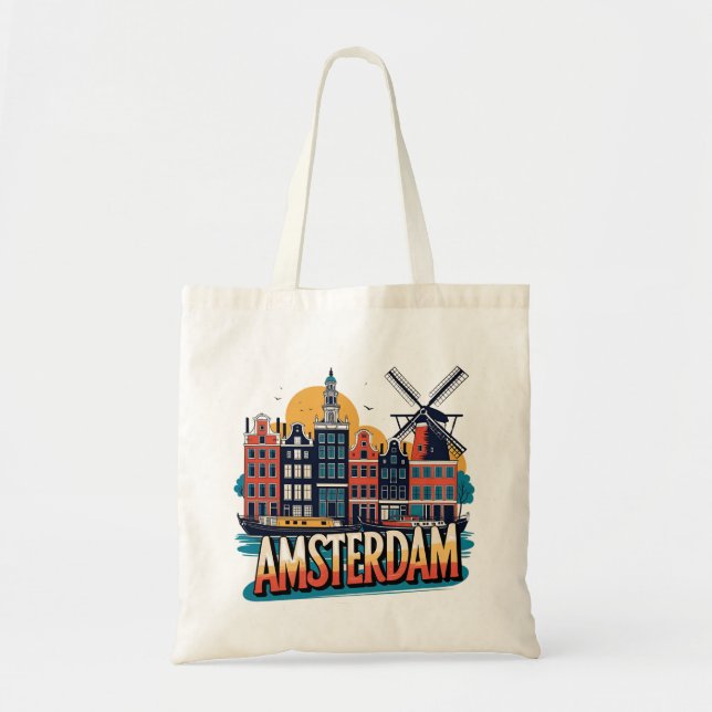 Bolso De Tela Skyline de Ámsterdam (Frente)