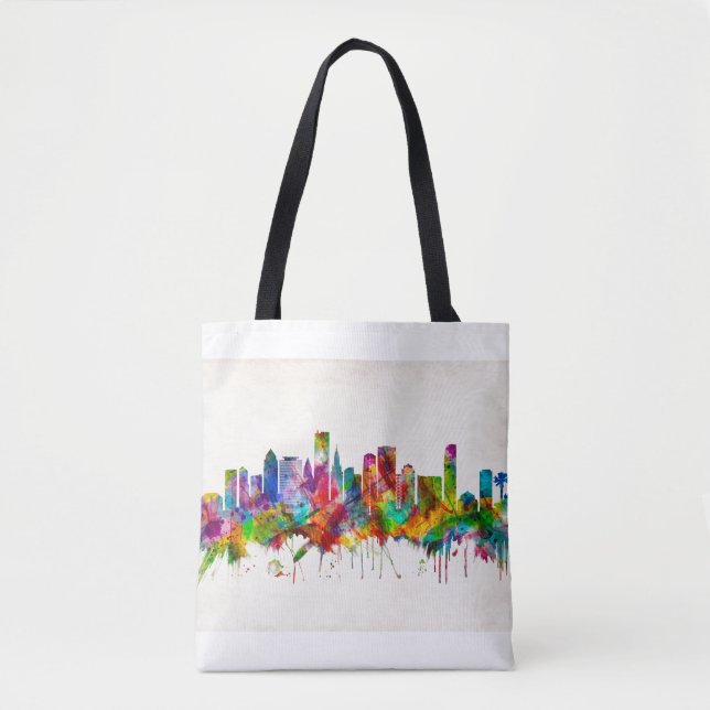 Bolso De Tela Skyline de Miami Florida (Anverso)