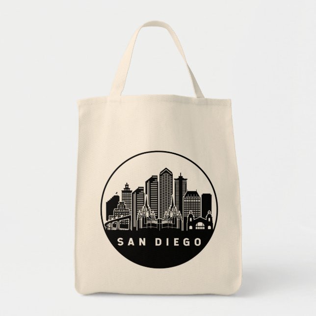 Bolso De Tela Skyline de San Diego (Frente)
