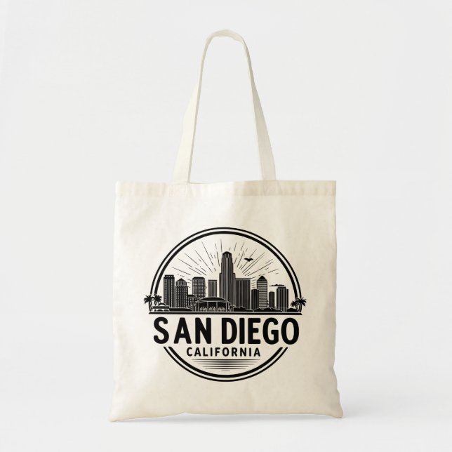 Bolso De Tela Skyline de San Diego (Frente)