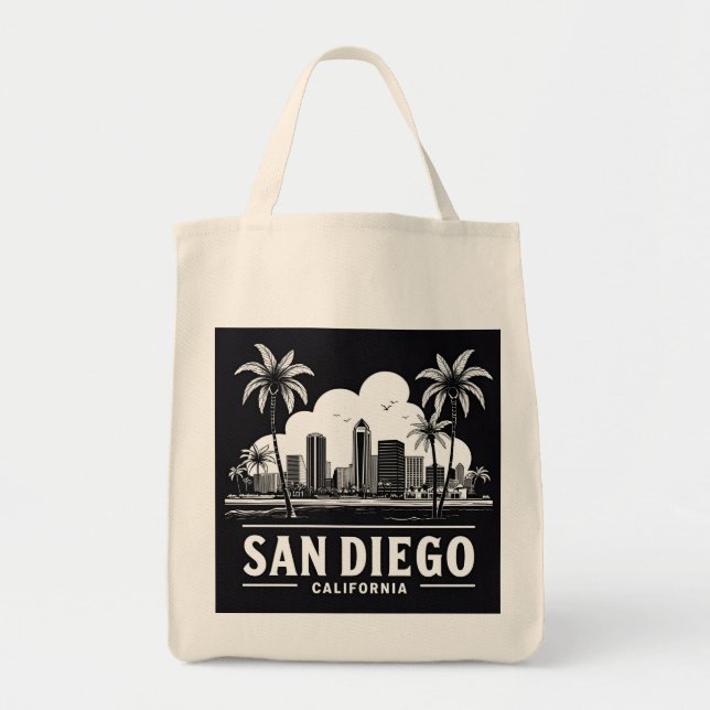 Bolso De Tela Skyline de San Diego (Frente)