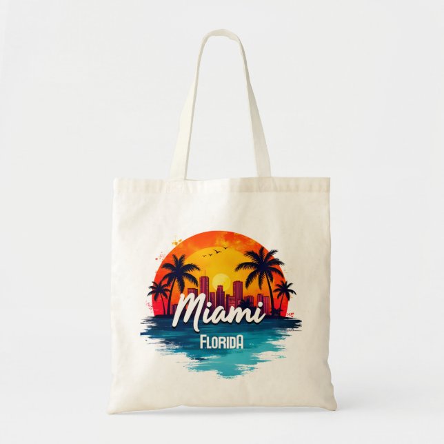 Bolso De Tela Skyline Florida de Miami City (Frente)