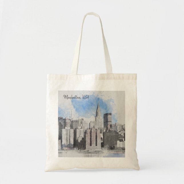 Bolso De Tela Skyline Manhattan de Nueva York (Frente)