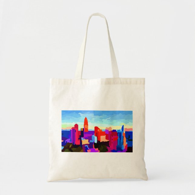 Bolso De Tela Skyline Queen City Charlotte (Frente)