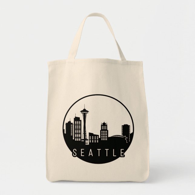 Bolso De Tela Skyline Seattle (Frente)