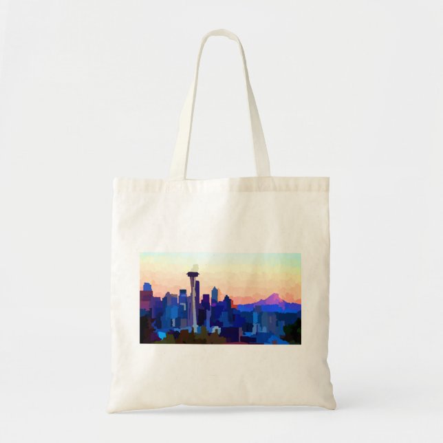 Bolso De Tela Skyline Seattle Washington (Frente)