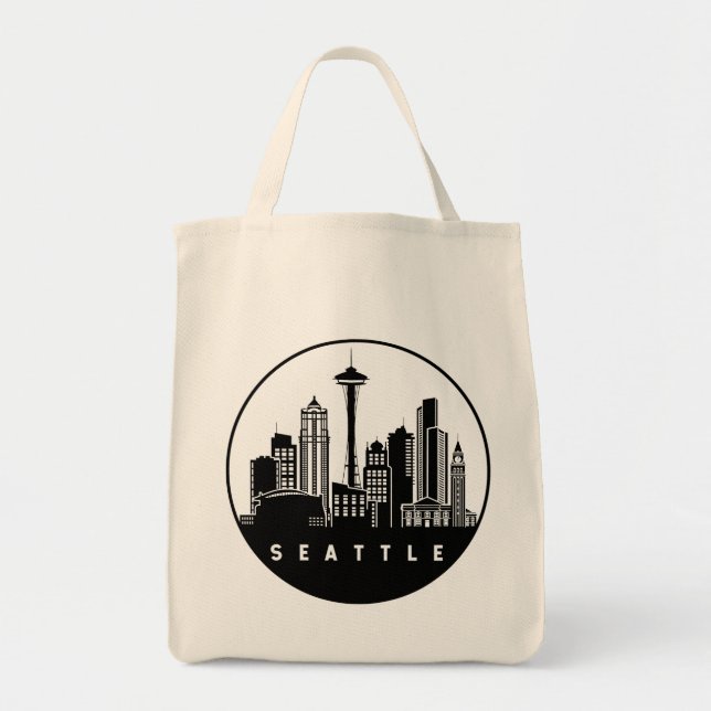 Bolso De Tela Skyline Seattle Washington (Frente)