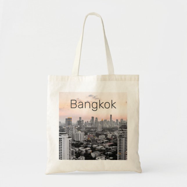 Bolso De Tela Skyline Sunset Panorama BKK Tailandia (Frente)