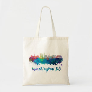 Bolso De Tela Skyline V2 de Washington DC en acuarela