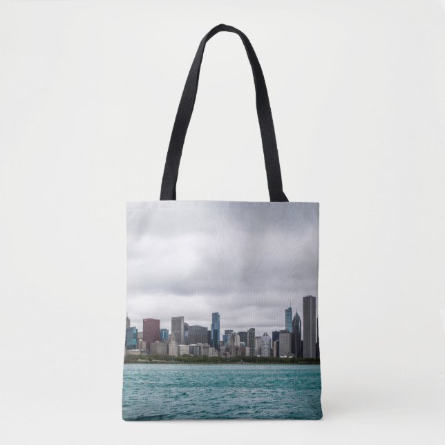 Bolso De Tela Skylinechicago de Chicago, skyline, aerial, arquit (Anverso)
