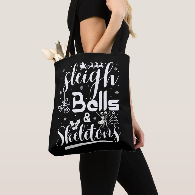Bolso De Tela Sleigh bells & skeletons dancing funny christmas (Detalle)