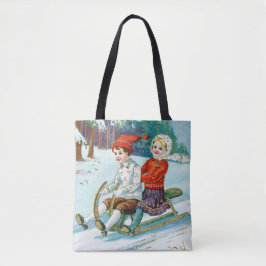 Bolso De Tela Sleigh riding at Christmas time