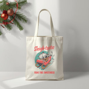 Bolso De Tela Sleigh-tástico – Pun navideño divertido y festivo
