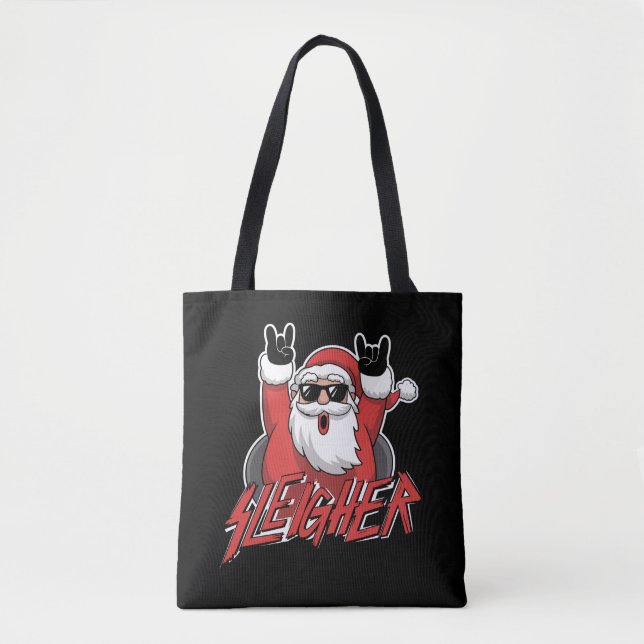 Bolso De Tela Sleigher Santa Claus Metal Christmas Funny Hail  (Anverso)