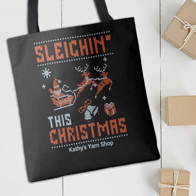 Bolso De Tela Sleighin' Este Navidad Santa Knitt Nombre (Subido por el creador)