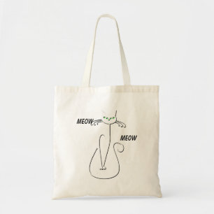 Bolso De Tela Slinky Black Cat Meow Meow Personalizado Textos Oj
