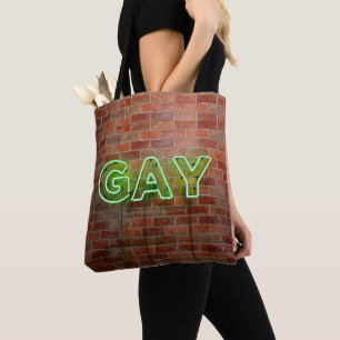 Bolso De Tela SlipperyJoe iluminó el letrero de neón gay brillan