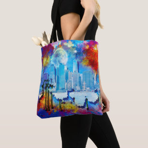 Bolso De Tela SlipperyJoe NYC grafiti luna rodeada de remolinos