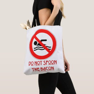 Bolso De Tela SlipperyJoe's Do Not Spoon Bacon red Advertencia m
