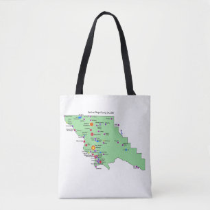 Bolso De Tela SLO Place Names Map con traducciones al inglés