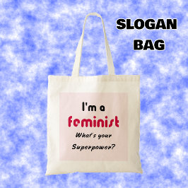 Bolso De Tela Slogan de superpotencia feminista rosa