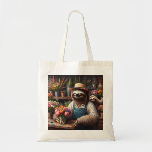 Bolso De Tela Sloth Florist (Frente)