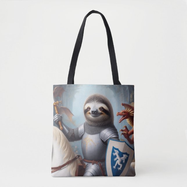 Bolso De Tela Sloth Knight contra los dragones (Anverso)