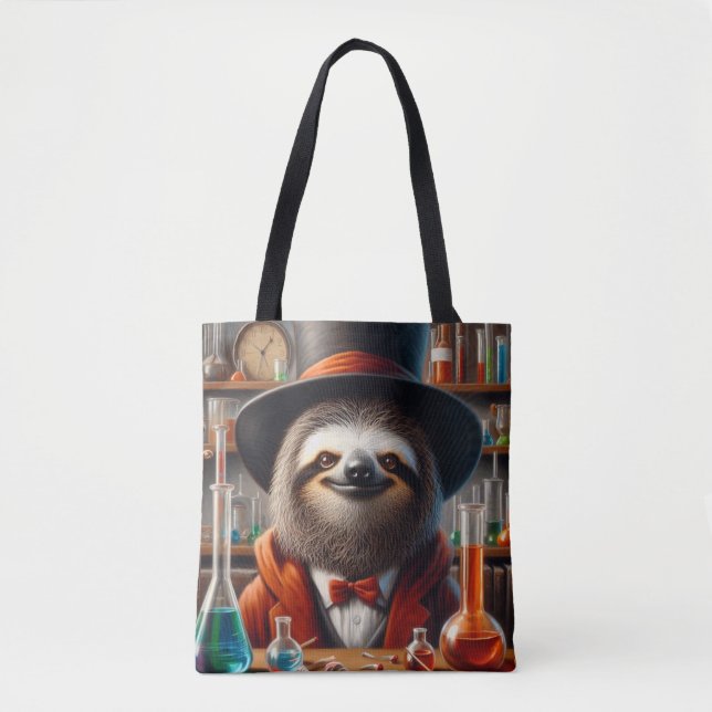 Bolso De Tela Sloth Mad Scientist (Anverso)