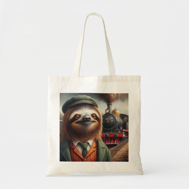 Bolso De Tela Sloth Train Engineer (Frente)