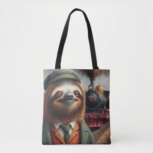 Bolso De Tela Sloth Train Engineer (Anverso)
