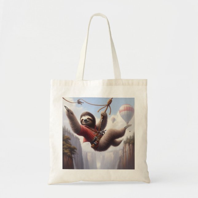 Bolso De Tela Sloth Ziplining (Frente)