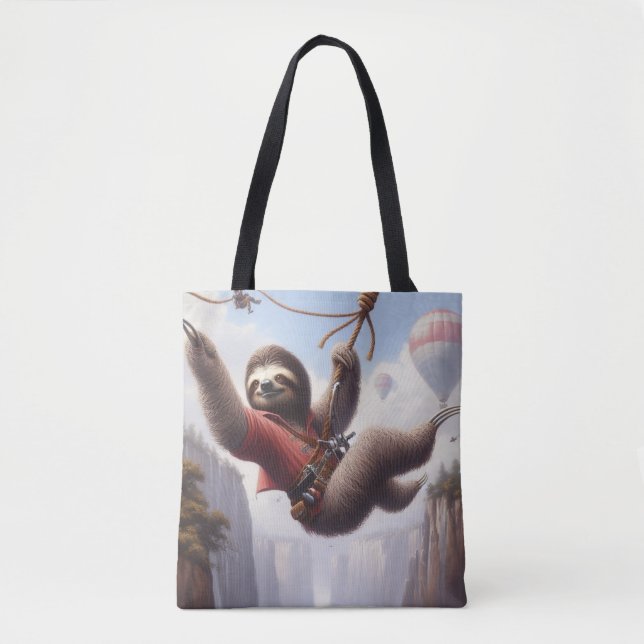 Bolso De Tela Sloth Ziplining (Anverso)